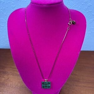 Givenchy Silver Necklace with Teal Pendant